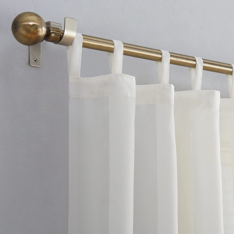No. 918 Emily Sheer Voile Tab Top Curtain Panel, 59" x 84", Eggshell - Image 2